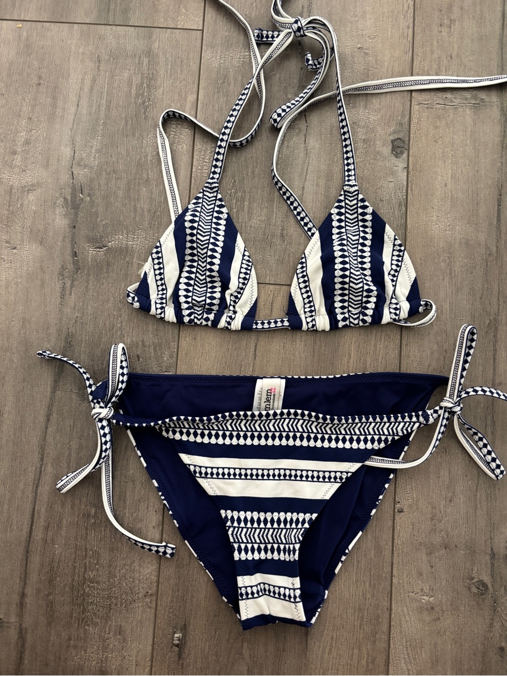 Lemlem Navy & White Triangle Bikini Set